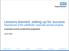 Lessons learned: setting up for success: Experiences of the ‘pathfinder’ corporate services projects: (Corporate services productivity toolkit)
